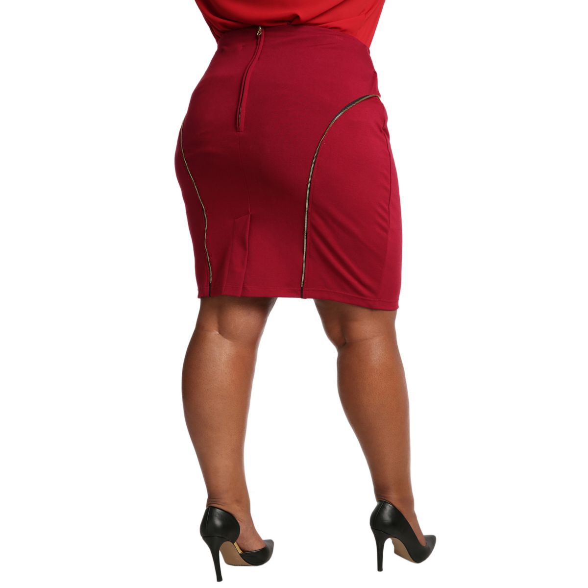 Plus Size Tiffy Pencil Skirt With Zipper Trim On Princess Lines Poetic Justice