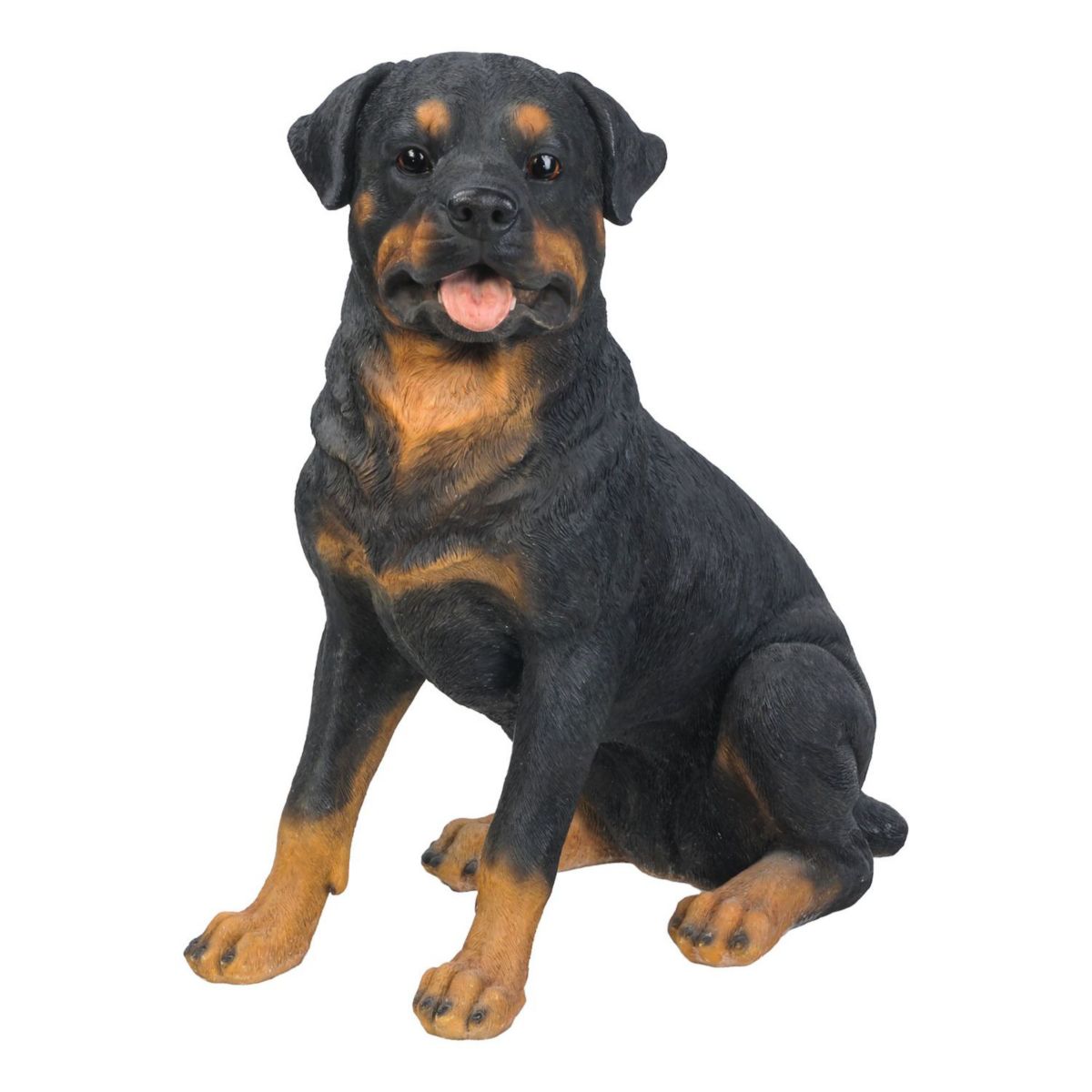 20.75&#34; Black and Brown Rottweiler Sitting Statue Hi-Line Gifts