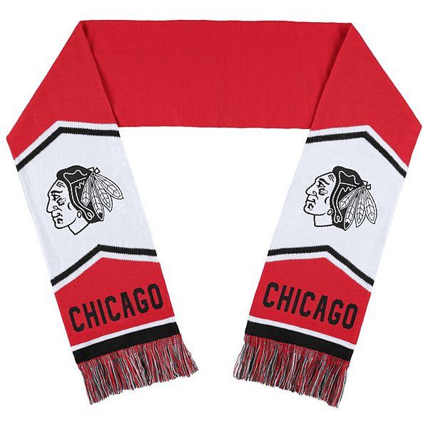 Шарф с жаккардовым узором Chicago Blackhawks, 100% акрил, размеры 196 см x 18 см, с fringed ends Unbranded