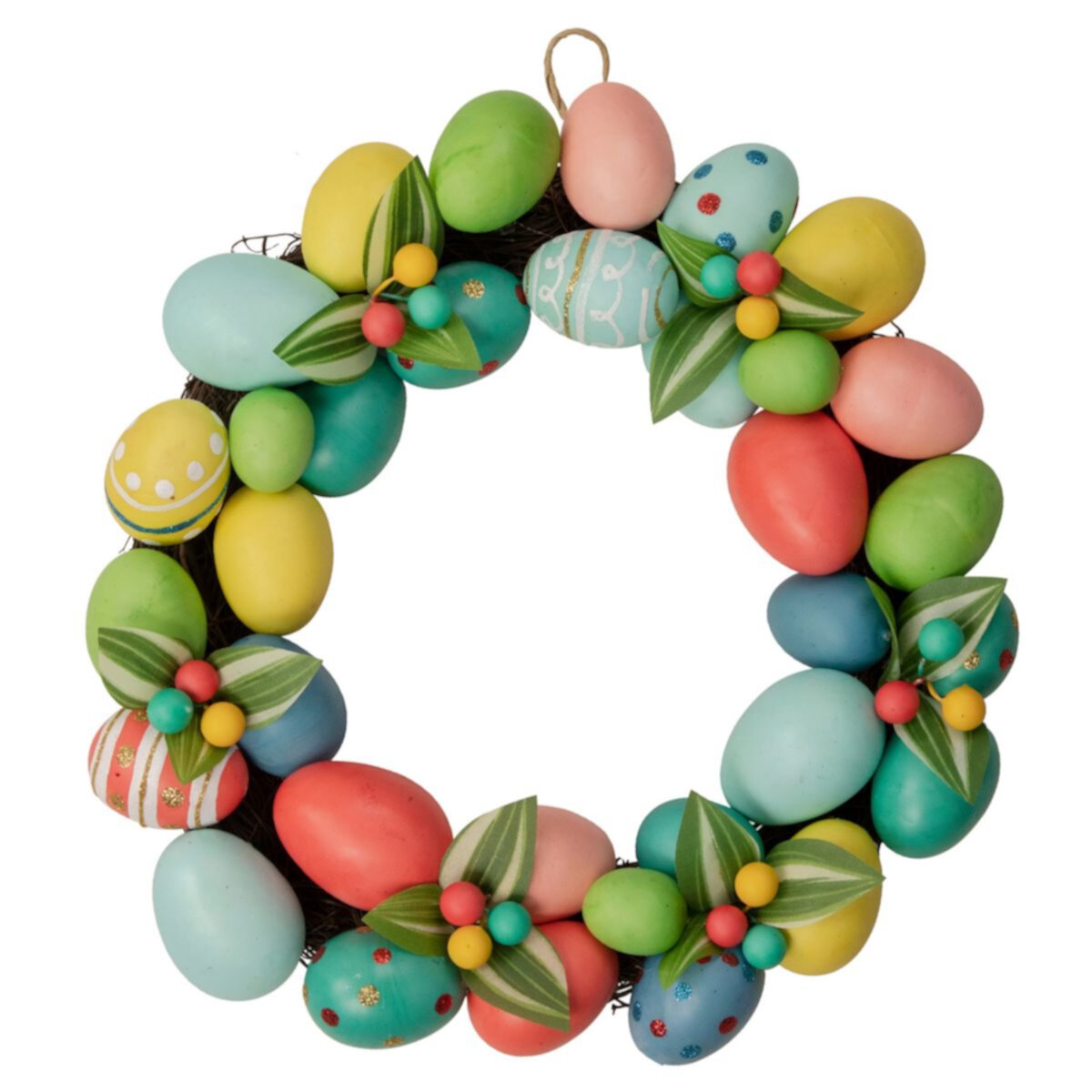 Colorful Easter Egg Wreath  14-Inch  Unlit Christmas Central