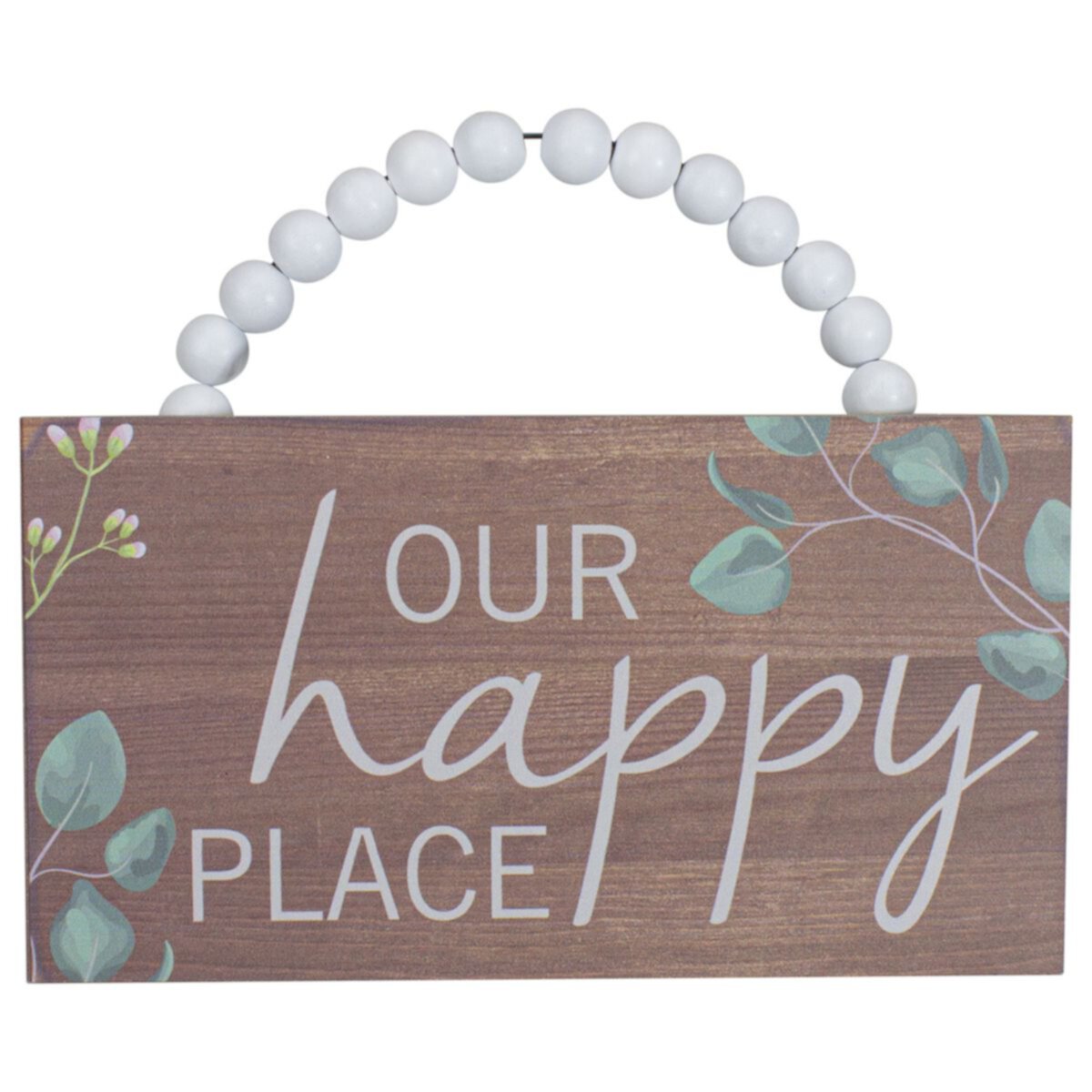 Beaded Hanger &#34;Our Happy Place&#34; Wall Plaque Art Decor 7.75&#34; Christmas Central