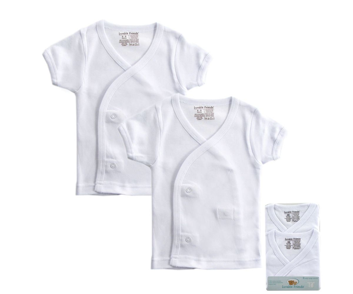 Luvable Friends Baby Unisex Side Snap Shirts, White Short-Sleeve Luvable Friends