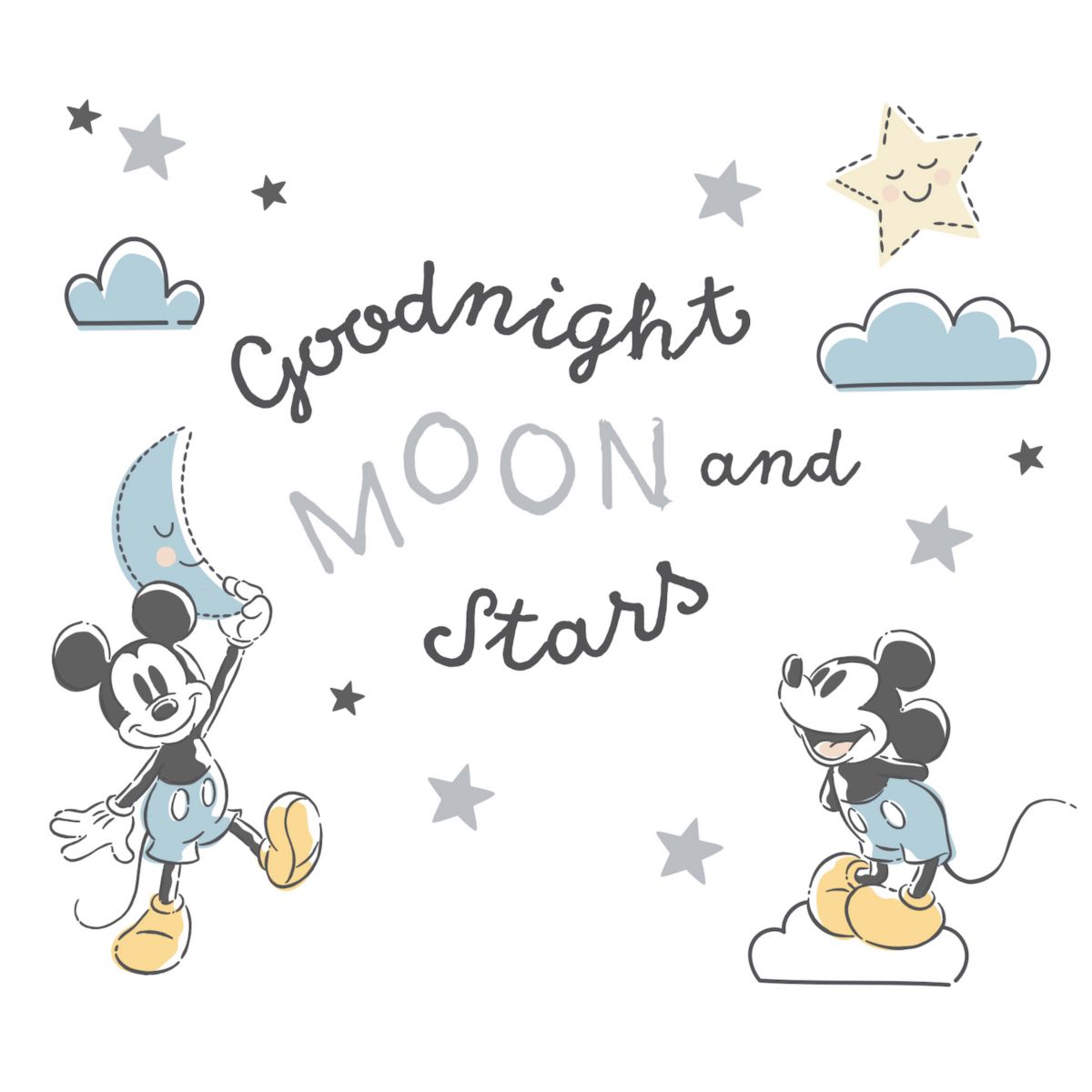 Lambs & Ivy Disney Baby Moonlight Mickey Mouse Blue/black Wall Decals/stickers Lambs & Ivy