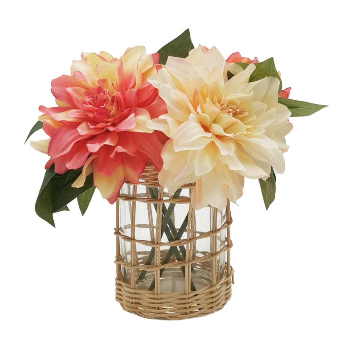 Sonoma Goods For Life® Faux Flowers in Wicker Wrapped Glass Vase SONOMA