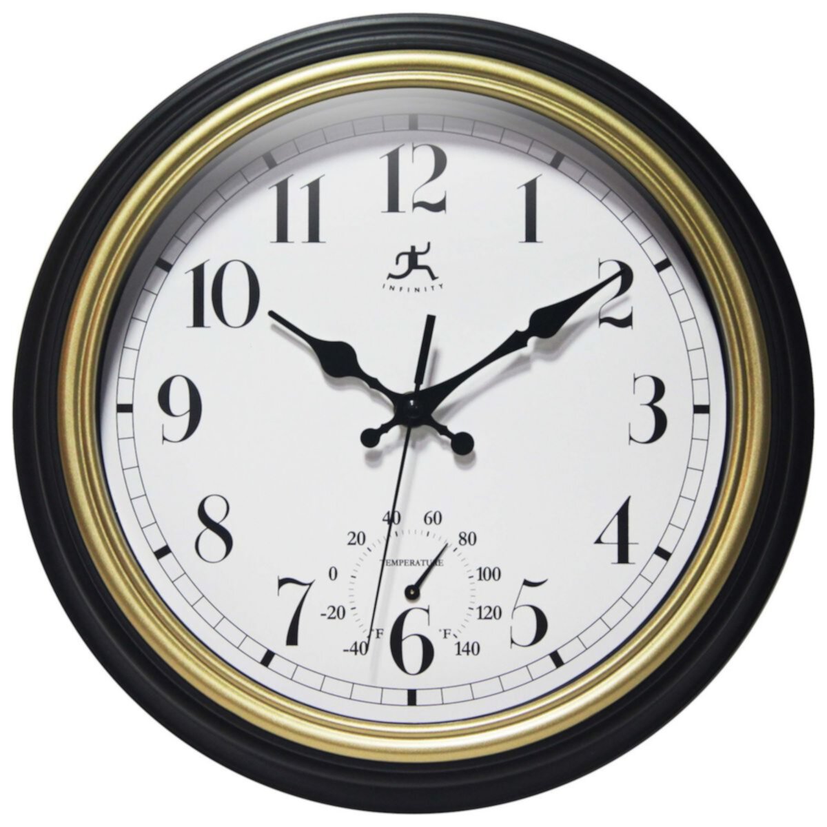 Infinity Instruments 12-in. Round Wall Clock with Built-In Thermometer Infinity Instruments