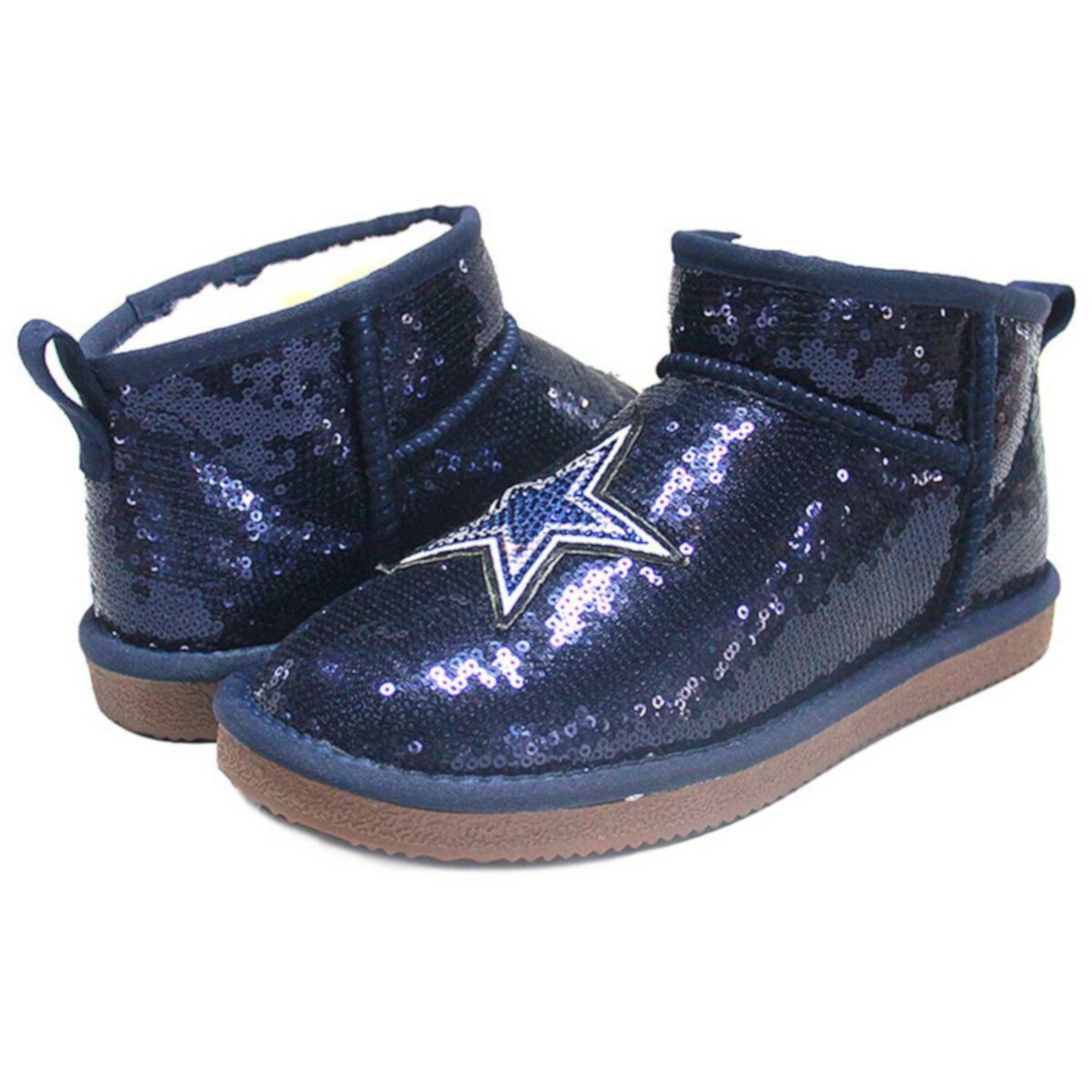 Women's Cuce  Navy Dallas Cowboys Sequin Ankle Boots Cuce