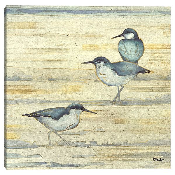 Fine Art Canvas Oceanside Sandpipers II Golden Canvas Wall Art Fine Art Canvas