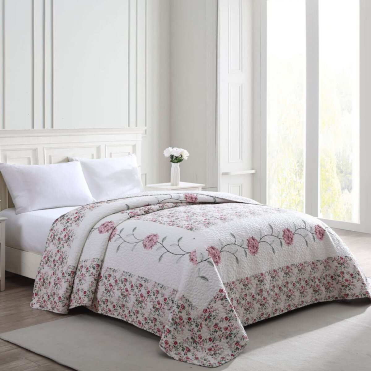 Beatrice Home Fashions Carnation Embroidered Bedspread or Sham Beatrice Home