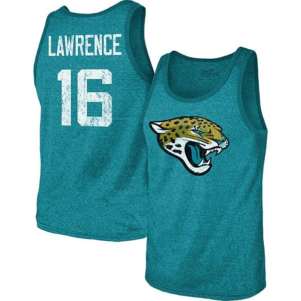 Men's Majestic Threads Trevor Lawrence Teal Jacksonville Jaguars Name & Number Tri-Blend Tank Top Majestic