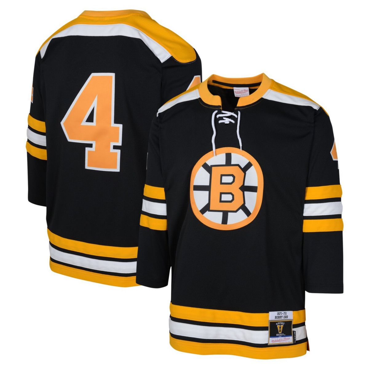 Youth Mitchell & Ness Bobby Orr Black Boston Bruins 1971 Blue Line Player Jersey Unbranded