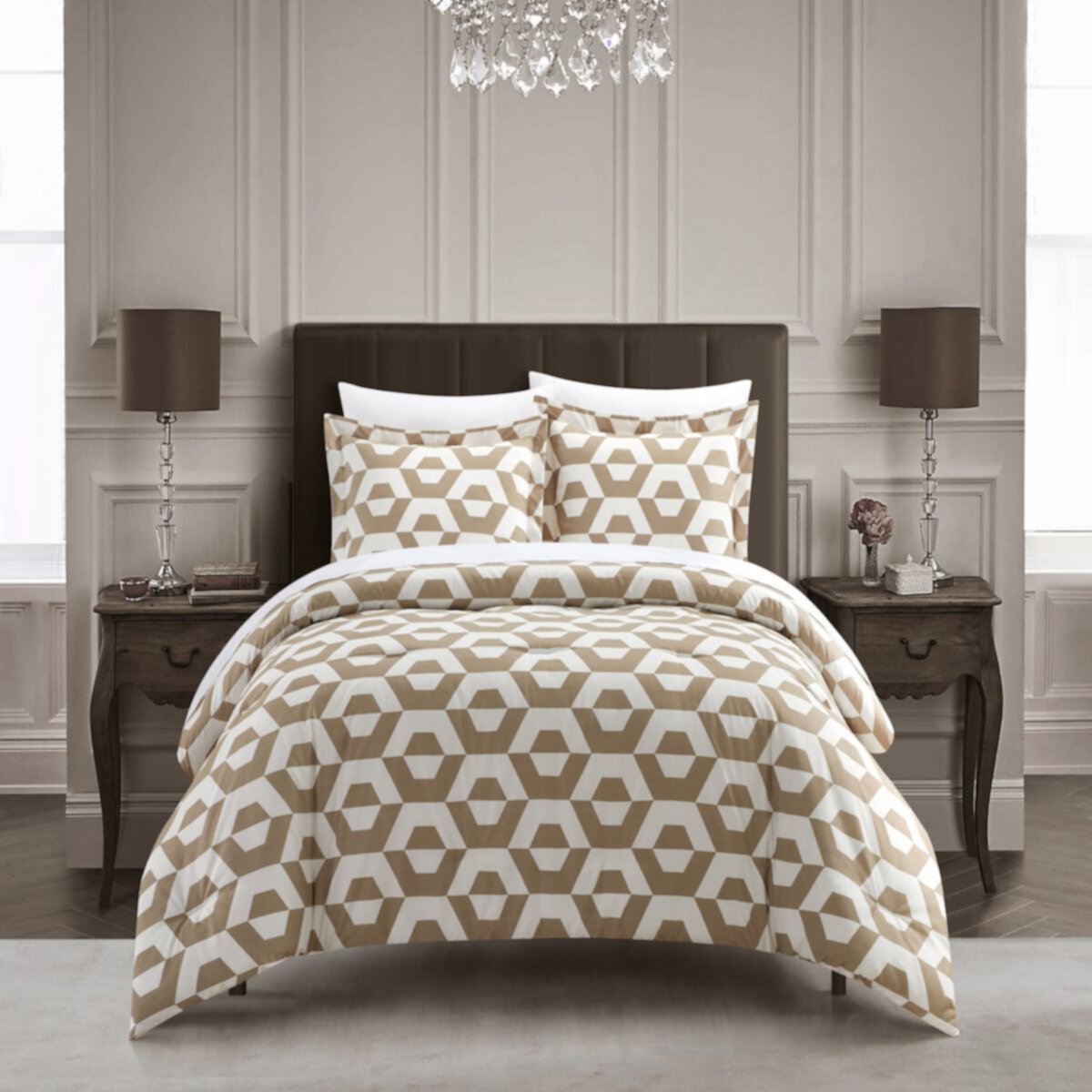 Chic Home Tudor Beige 7-Piece Geometric Pattern Duvet Set Chic Home