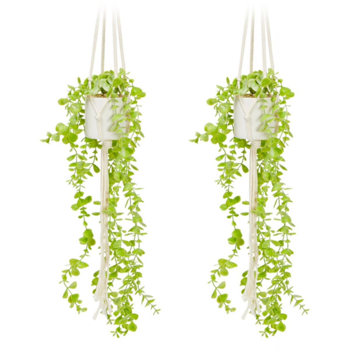Hanging Artificial Eucalyptus Plant with White Ceramic Pot for Wall Decor, House Warming Gift (31 in, 2 Pack) Juvale