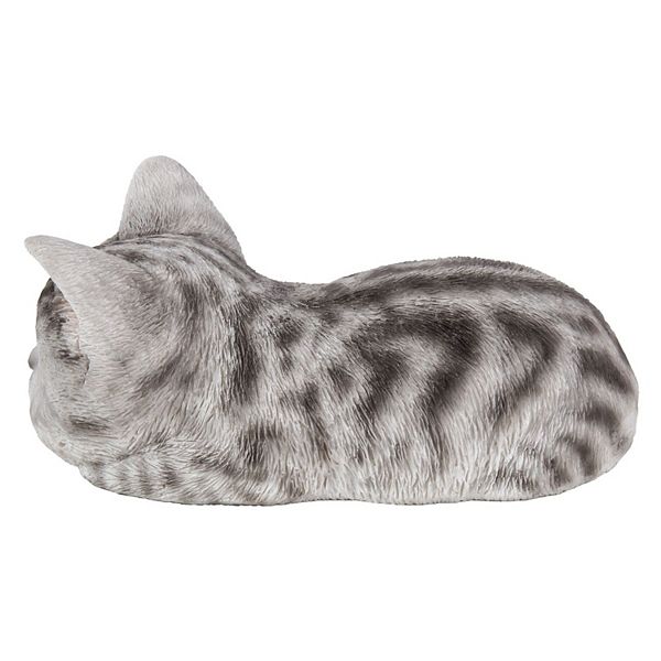 7&#34; White and Black Tabby Kitten Sleeping Figurine Hi-Line Gifts