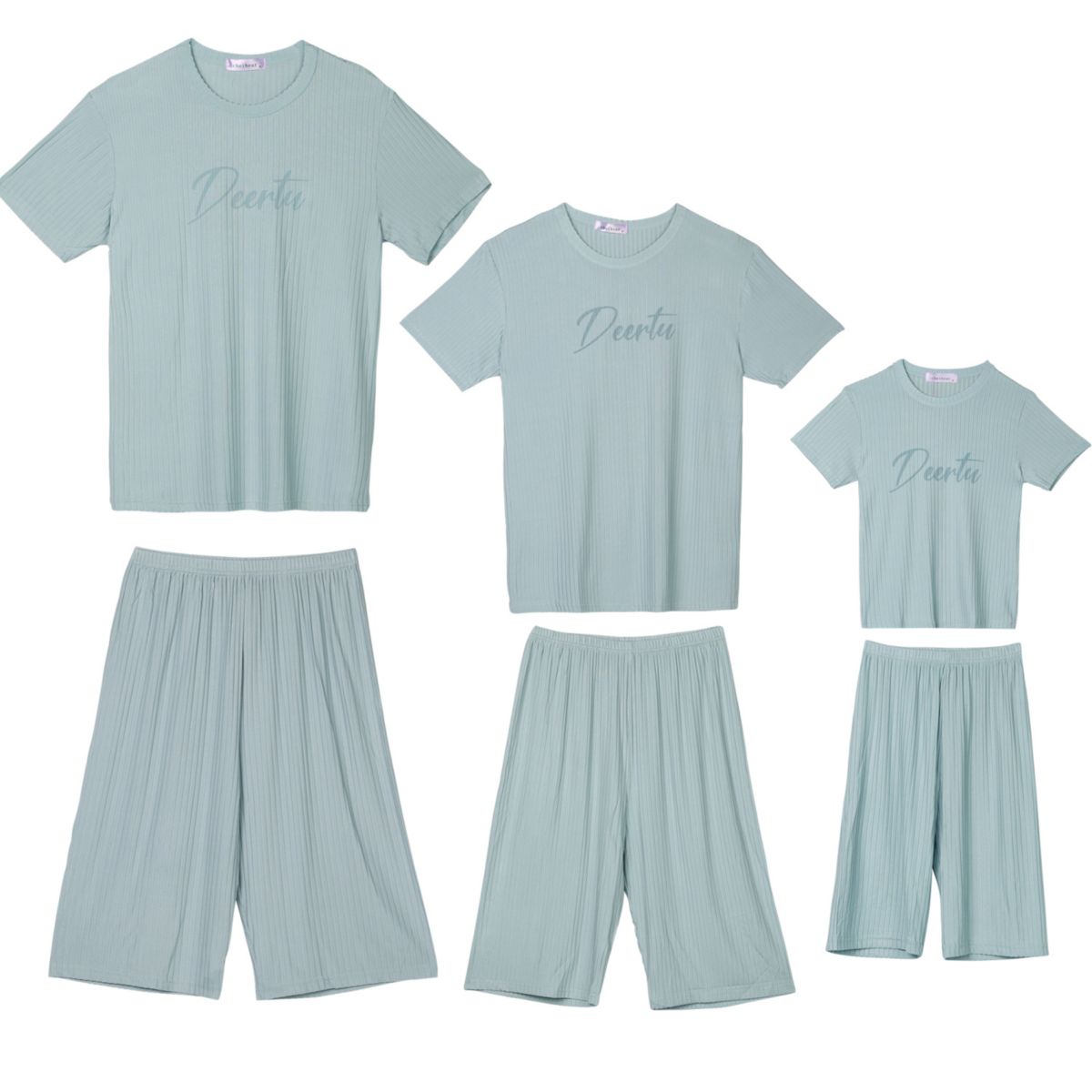 cheibear Kids’ Sleepwear Short Sleeve with Capri Pants Letters Family Pajama Sets Cheibear