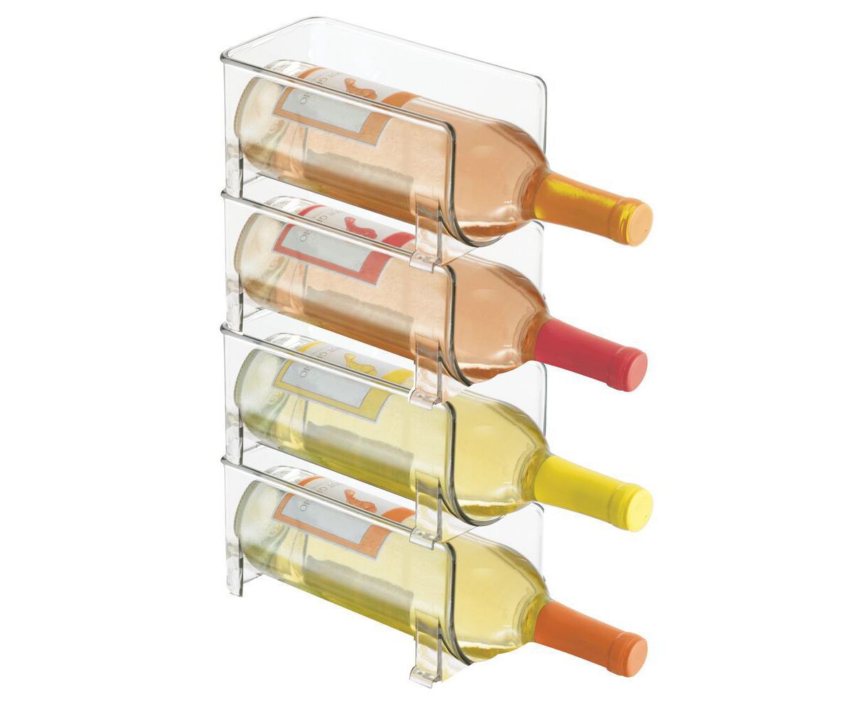 mDesign Wine Rack, Water Bottle Storage Organizer Holder, Stackable - 4 Pack MDesign