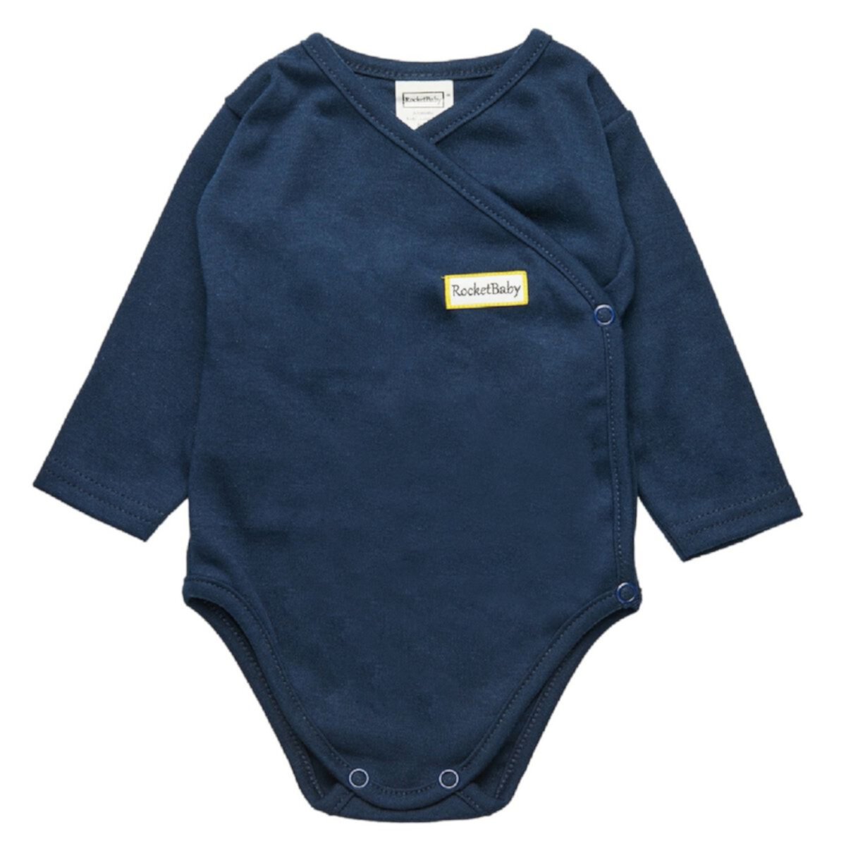Baby's Long Sleeve Kimono Bodysuit Navy Blue RocketBaby