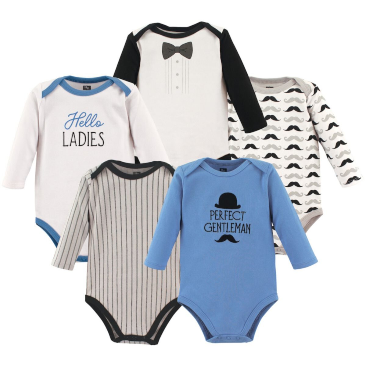 Infant Boy Cotton Long-Sleeve Bodysuits 5pk Hudson Baby
