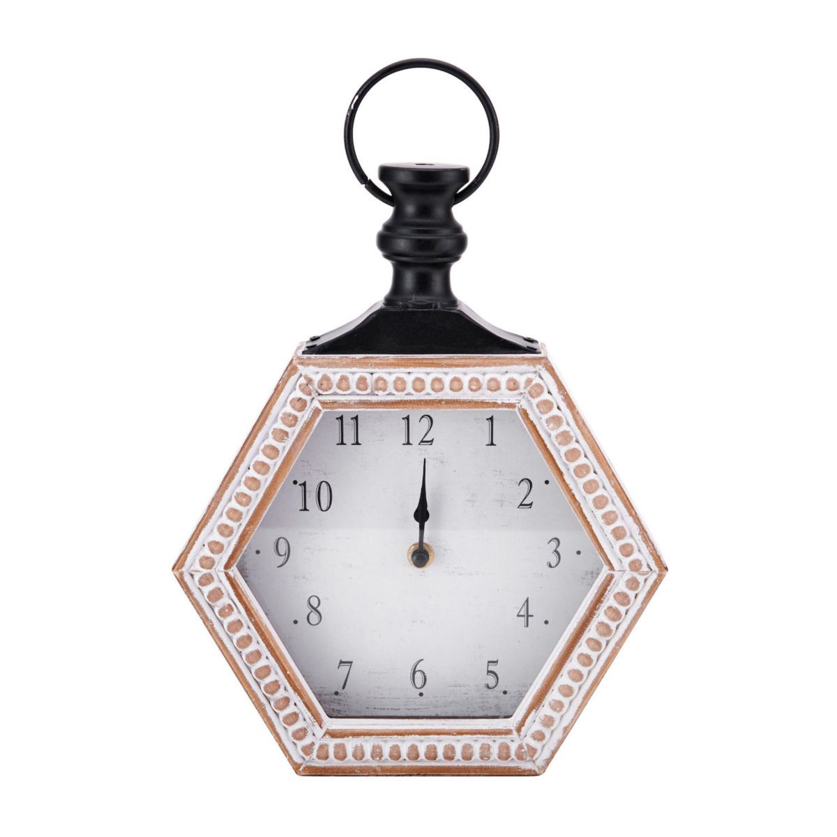 Elements Natural Hexagon Clock Table Decor Elements