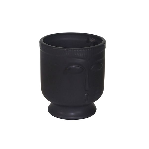 5.5&#34; Surprised Face Ceramic Vase in Matte Black Kingston Living