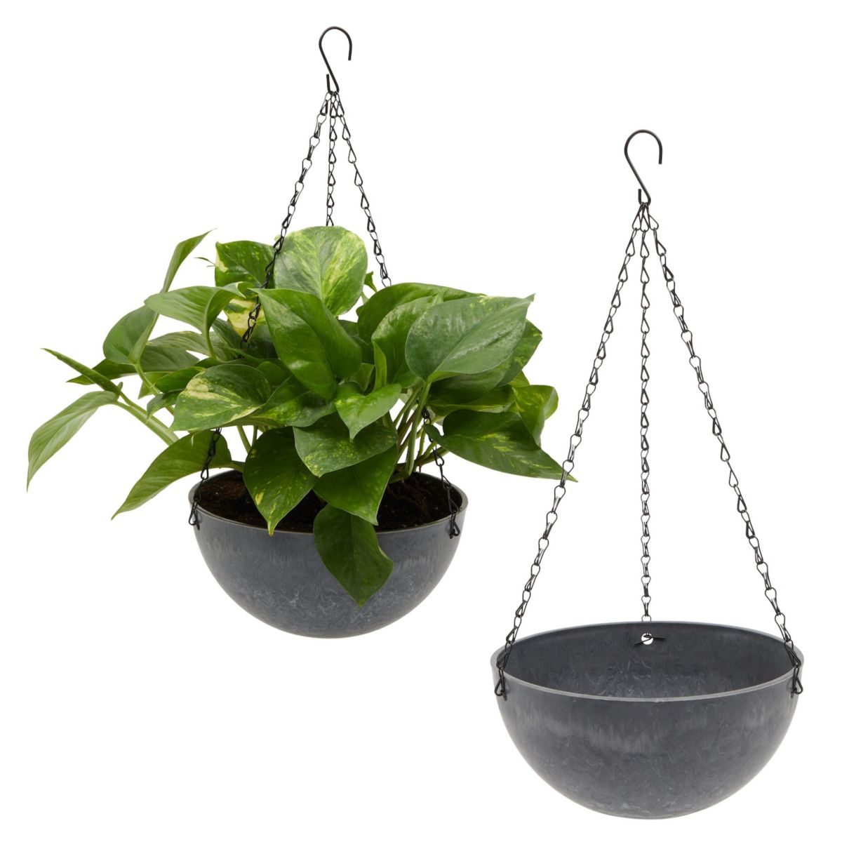 2 Pack Grey Marble Hanging Planters for Indoor and Outdoor Plants, 10-Inch Flower Plant Pots Farmlyn Creek