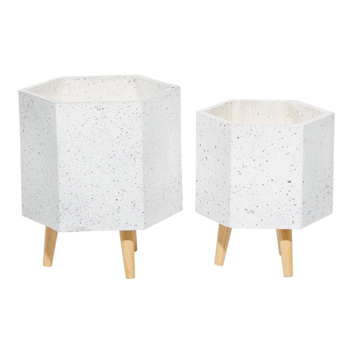 Stella & Eve White Speckled Hexagon Planter Floor Decor 2-piece Set Stella & Eve