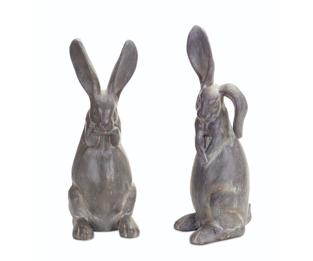 Long Ear Stone Rabbit Garden Statue (set Of 2) Slickblue