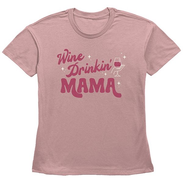 Футболка Women's Fifth Sun "Wine Drinkin' Mama" с графическим принтом, короткими рукавами и круглым вырезом из хлопка Fifth Sun