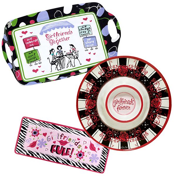 Certified International Lolita Girlfriends Together 3-pc. Melamine Serving Set Certified International