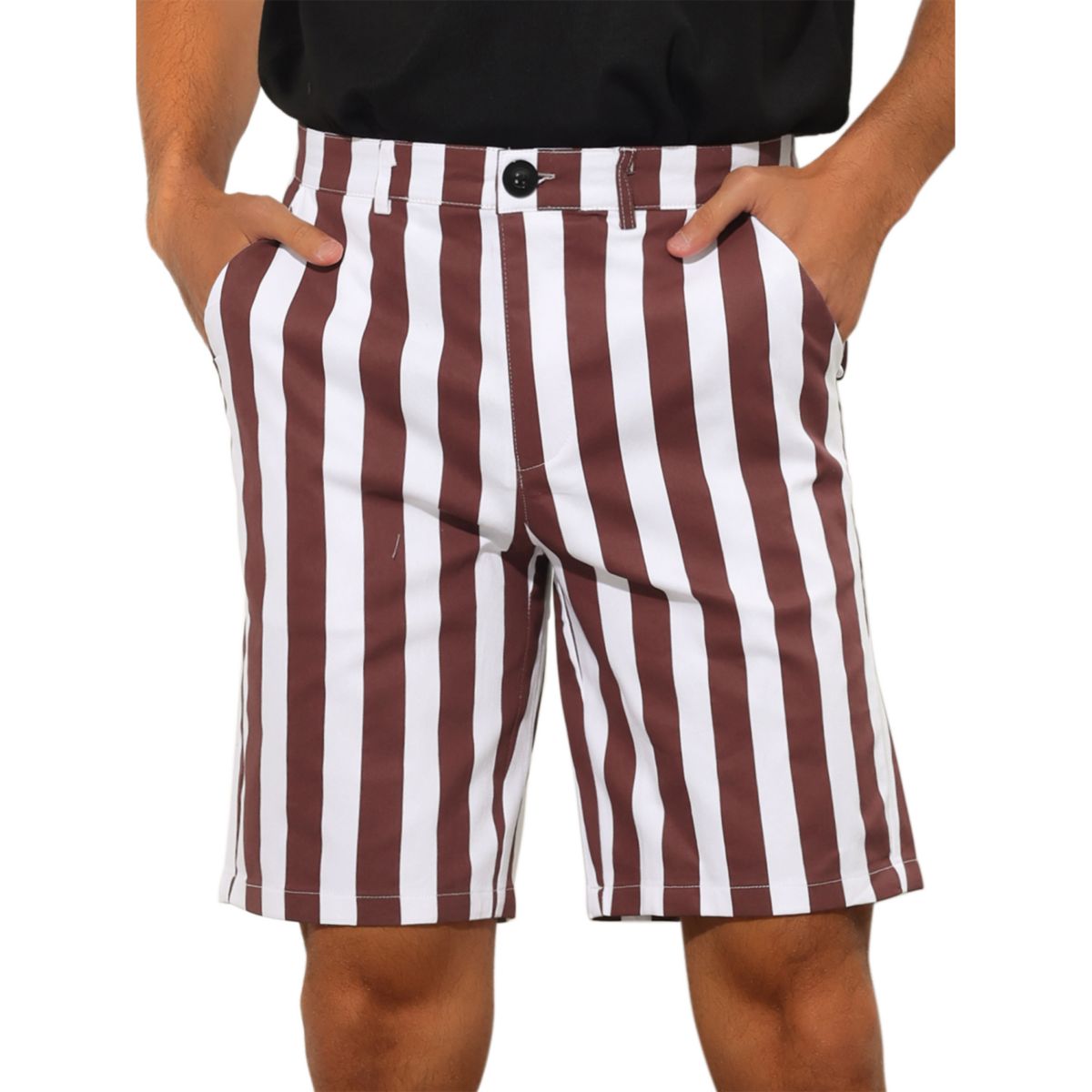 Striped Dress Shorts for Men's Summer Regular Fit Flat Front Chino Shorts Lars Amadeus