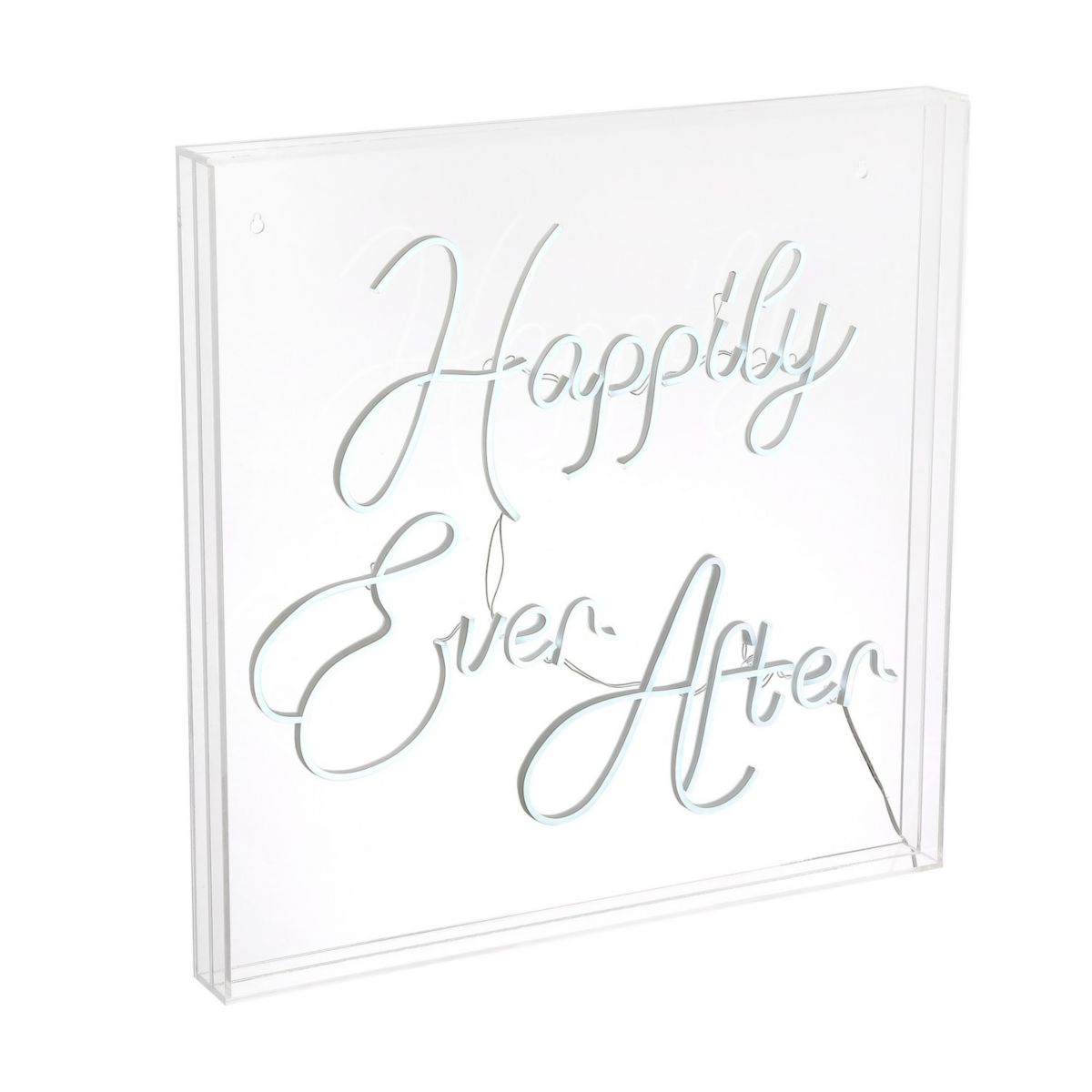 Happily Ever After Square Contemporary Glam Acrylic Box Usb Operated Led Neon Light Jonathan Y Designs