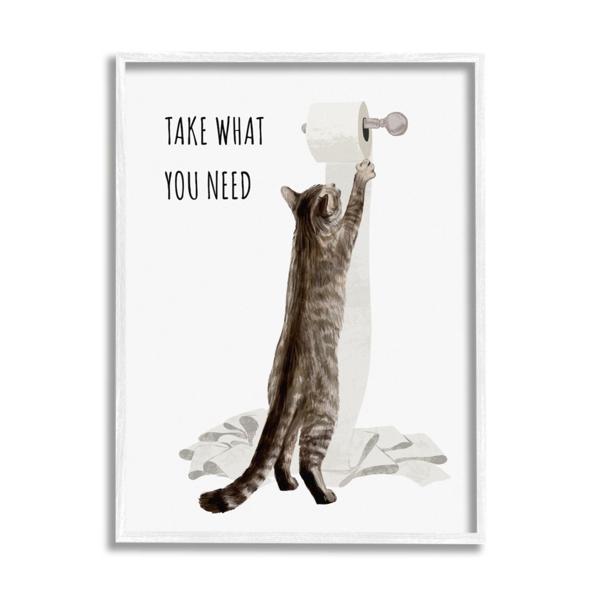 Stupell Home Decor Take What You Need Toilet Paper Cat Framed Wall Art Stupell Home Decor