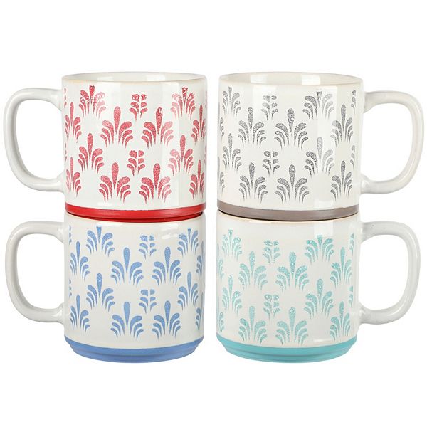 Gibson Home Morning Mist 4 Piece 18 Ounce Stoneware Mug Set Gibson Home