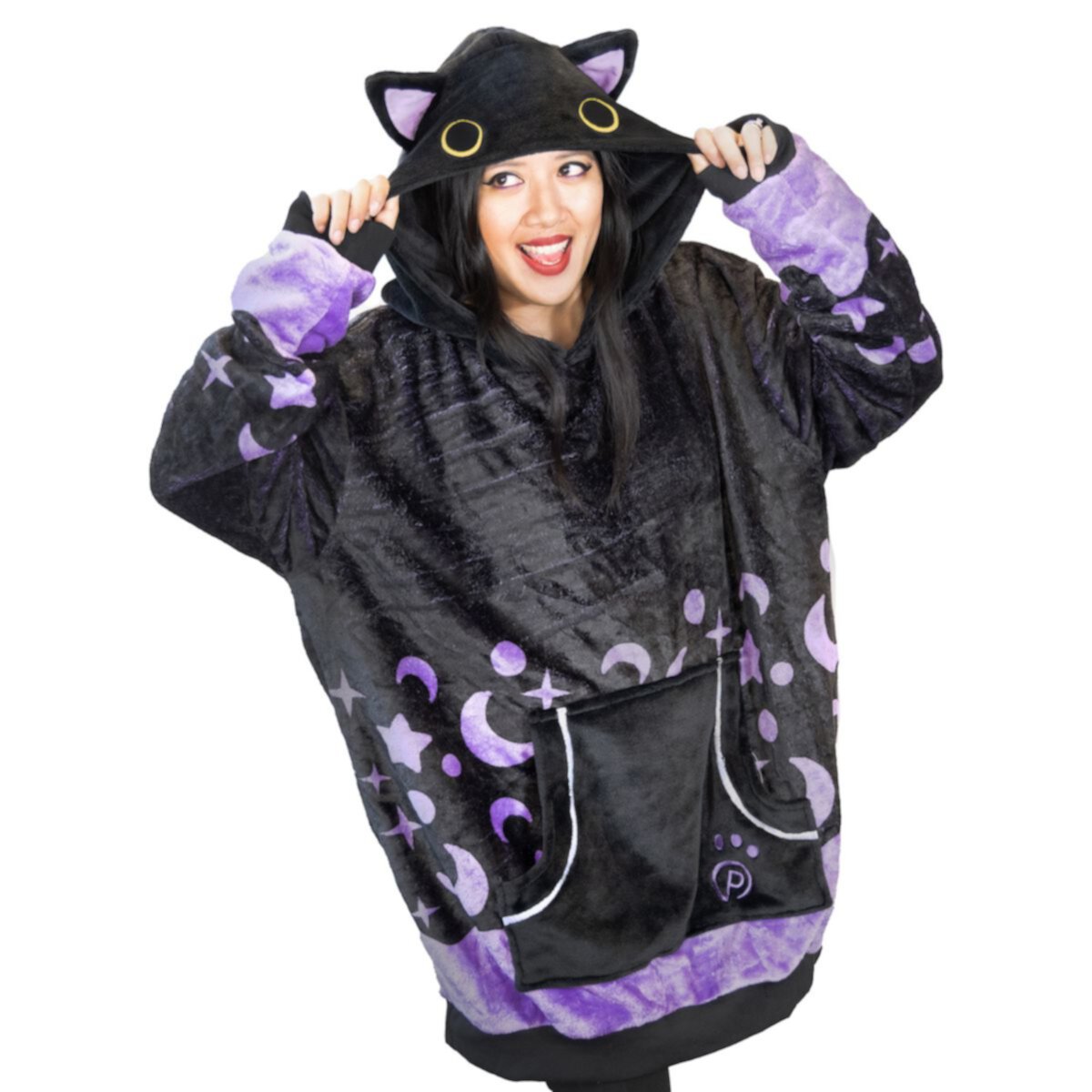 Unisex Black Cat Snugible Blanket Hoodie & Pillow Plushible