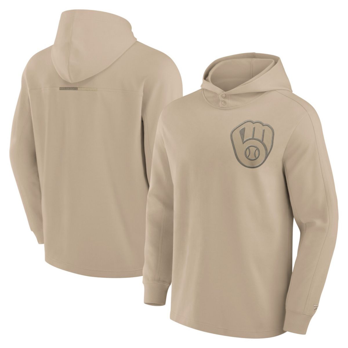 Men's Fanatics Signature Khaki Milwaukee Brewers Elements Lightweight Fleece Hoodie Fanatics Signature