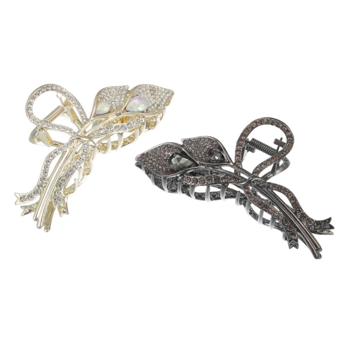 2pcs Flower Metal Hair Claw Clip For Women Hair Accessories Gold Tone Black Unique Bargains