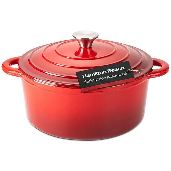 Hamilton Beach Enameled Cast Iron Dutch Oven 5.5-quart Red, Safe Up To 400 Degrees And Durable Hamilton Beach