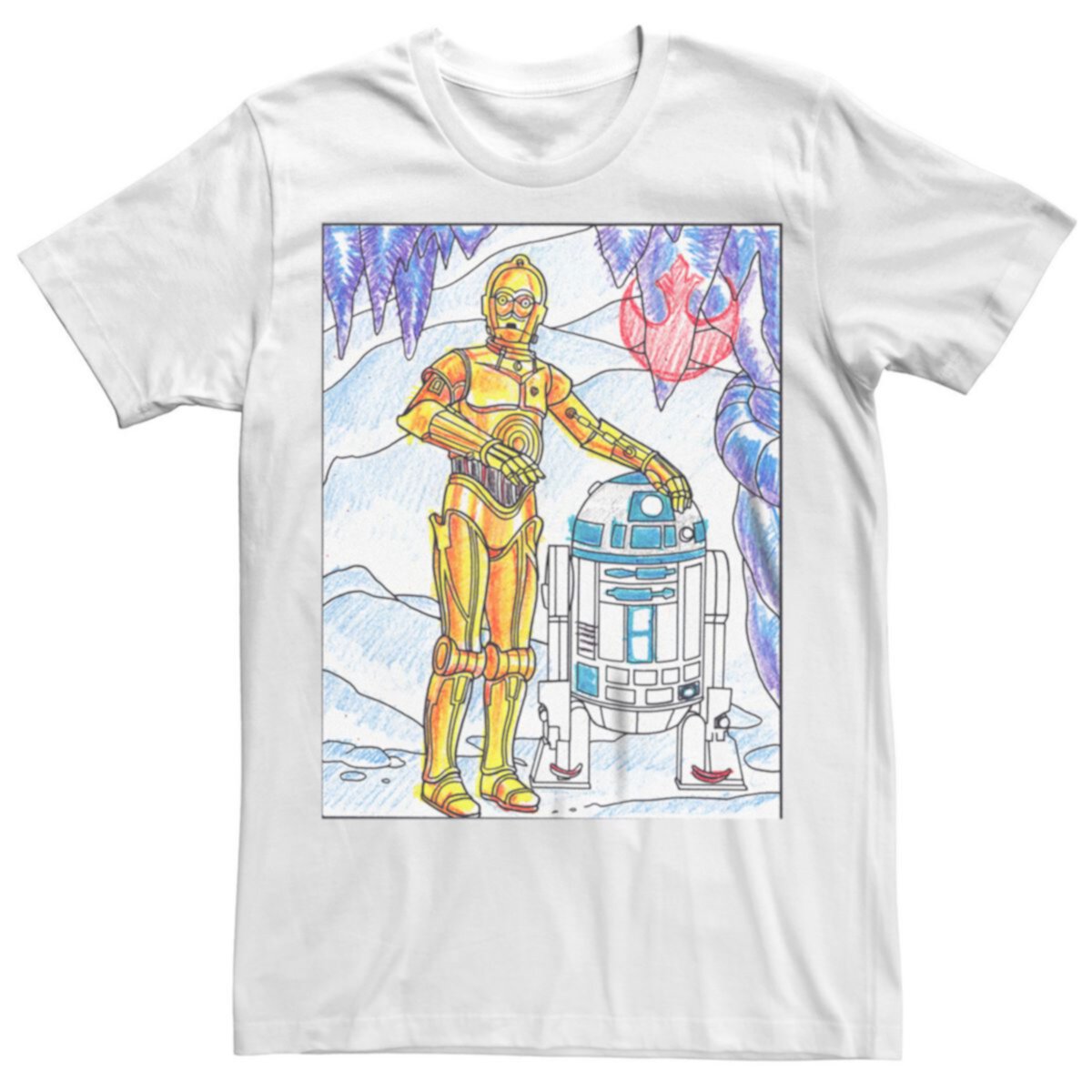 Men's Star Wars A New Hope C-3PO R2-D2 Coloring Book Graphic Tee Star Wars