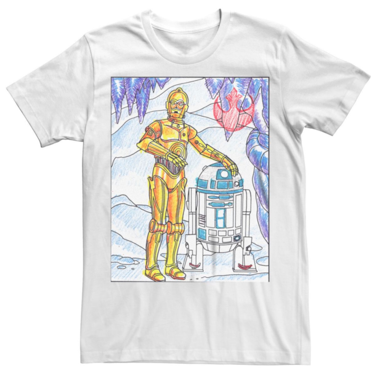 Мужская Футболка Star Wars A New Hope C-3PO R2-D2 Coloring Book Star Wars