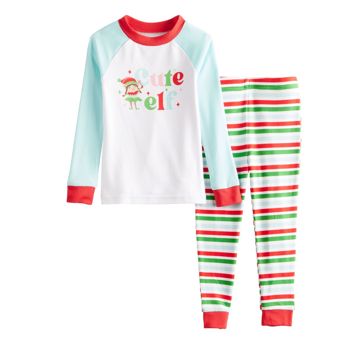 Комплект пижамы для девочек 4-12 лет Jammies For Your Families® Elf с длинными рукавами и эластичным поясом Cuddl Duds