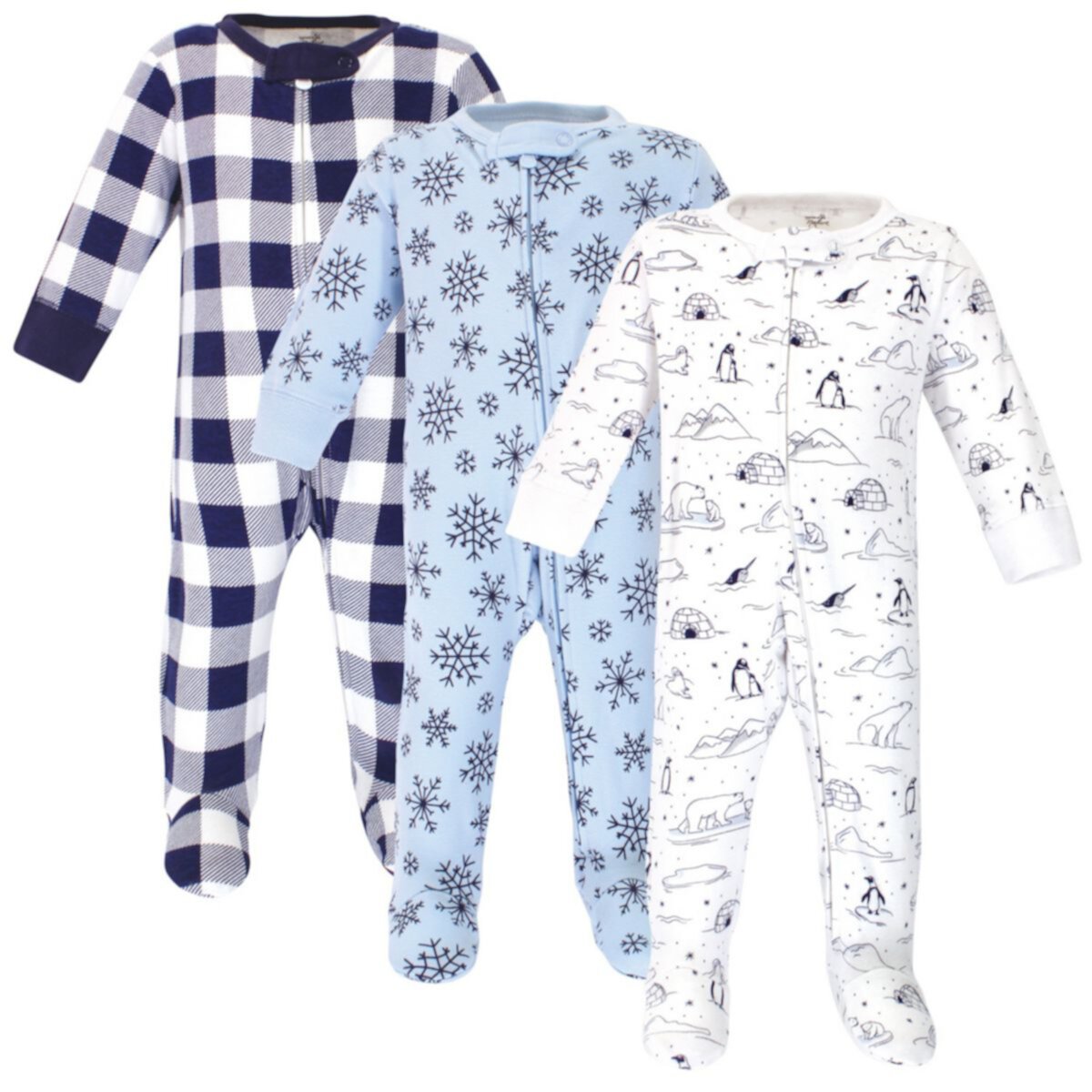 Touched by Nature Baby Organic Cotton Zipper Sleep and Play 3pk, Arctic Touched by Nature