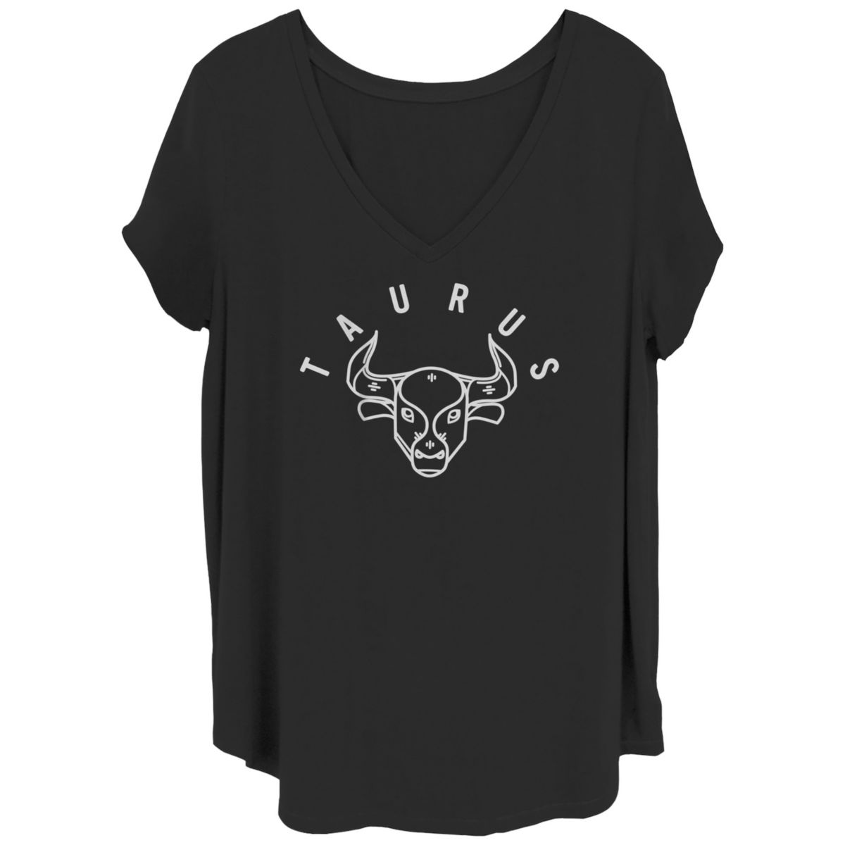 Juniors' Plus Zodiac Taurus Bull V-Neck Graphic Tee Unbranded
