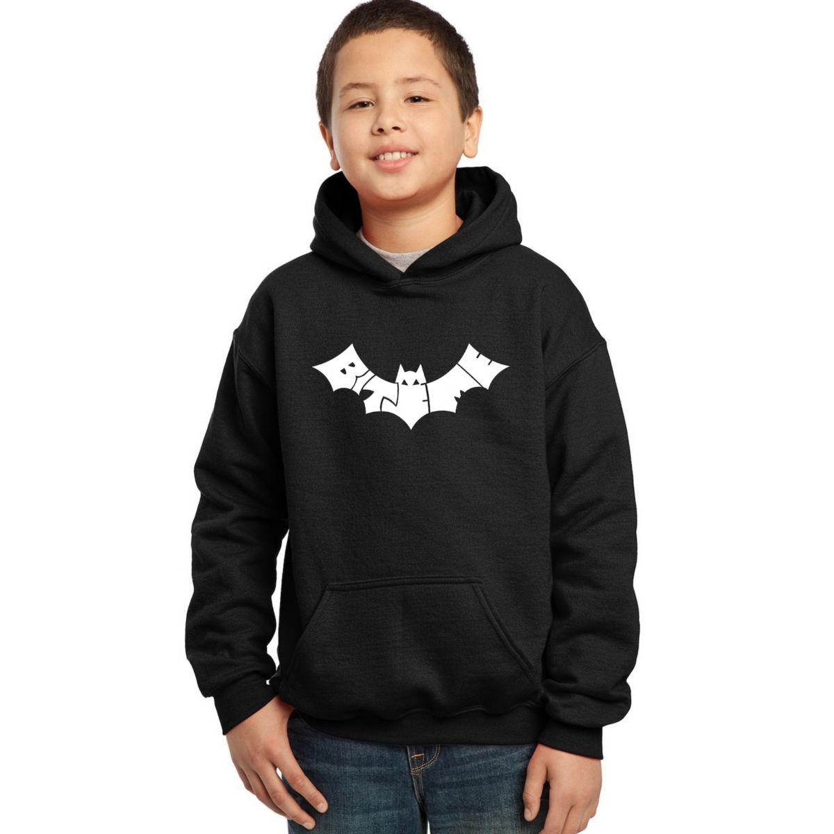 Bat - Bite Me - Boy's Word Art Hooded Sweatshirt LA Pop Art