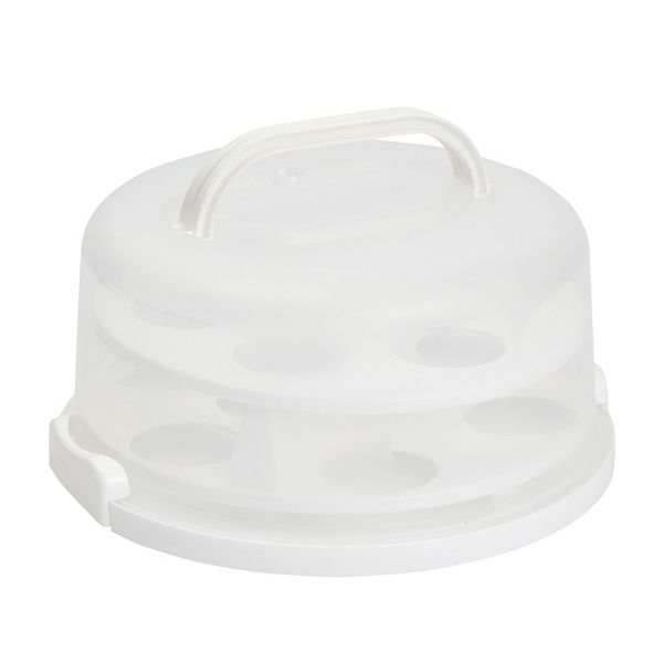 2-In-1 Round Cake Carrier with Lid for 10-Inch Pies, 14 Cupcakes (12 x 5.9 In) Juvale