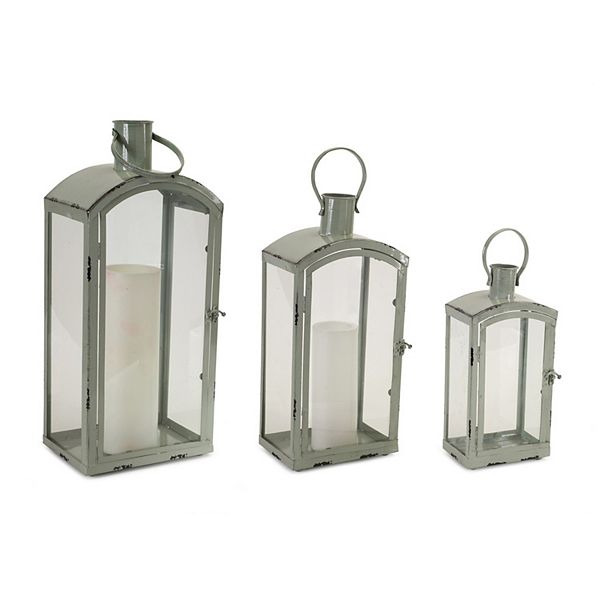 Set of 3 Aqua Green Hanging Candle Lanterns 21&#34; Diva At Home