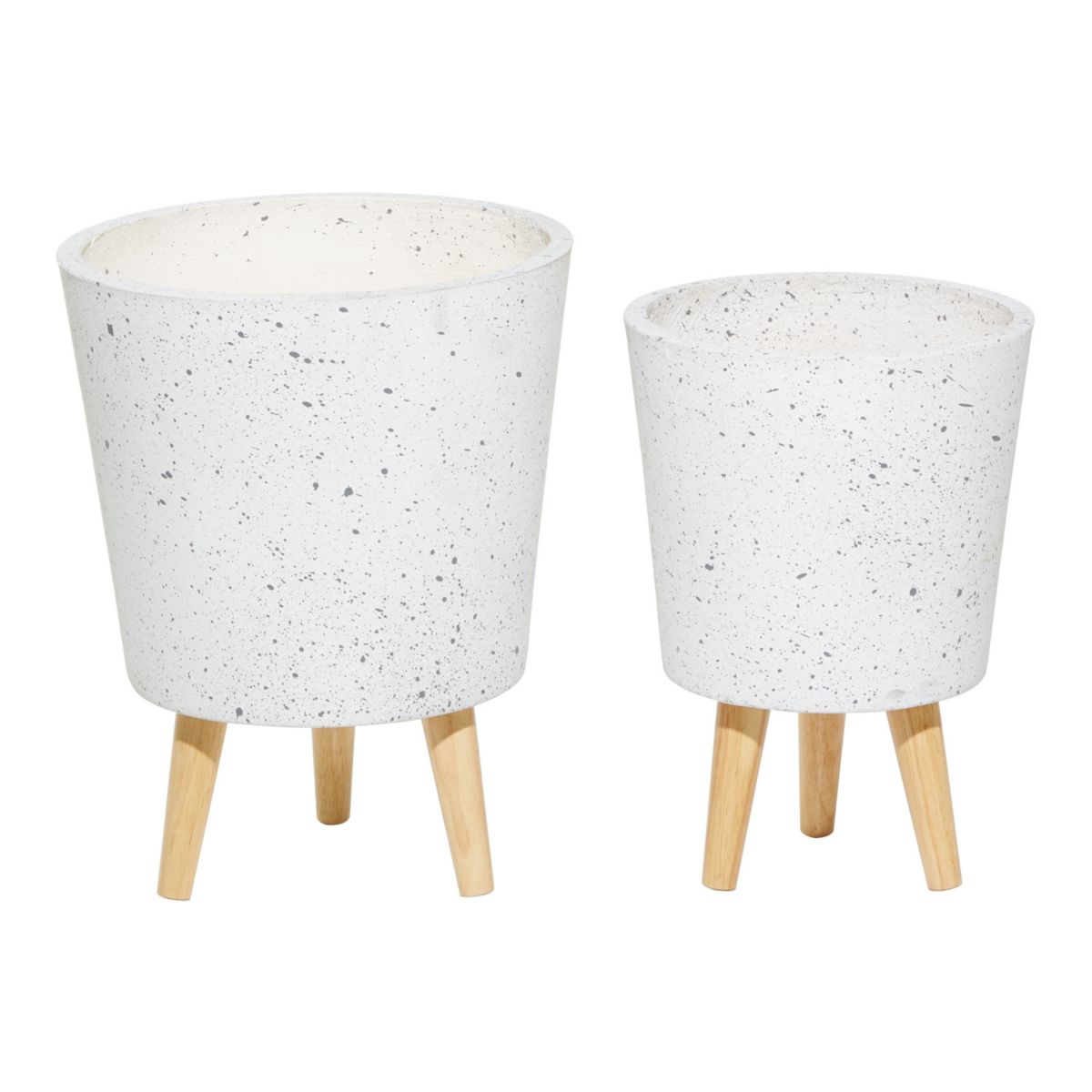 Stella & Eve White Speckled Contemporary Planter Floor Decor 2-piece Set Stella & Eve