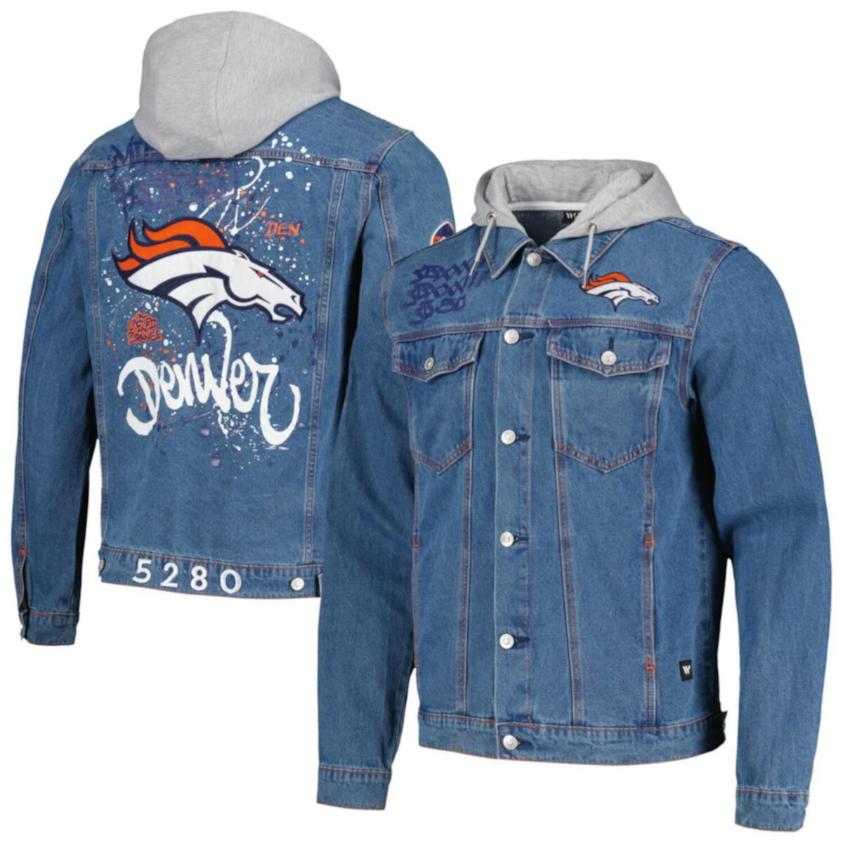 Мужская Повседневная куртка Unbranded Джинсовая с капюшоном Denver Broncos Unbranded