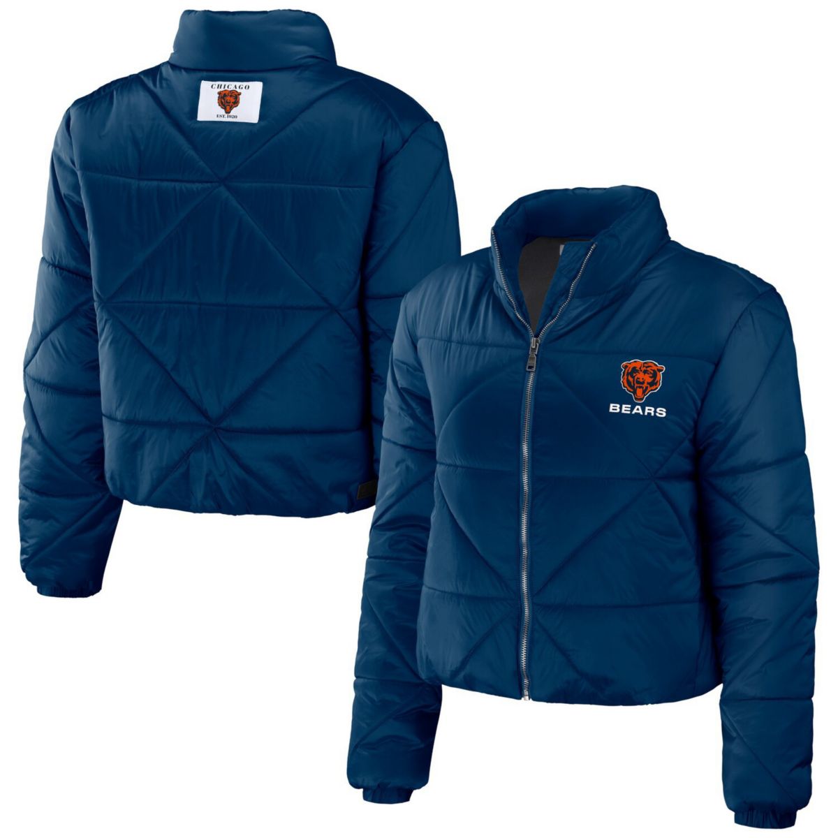 Женская Повседневная куртка Unbranded Небесно-синяя Chicago Bears Cropped Puffer Full-Zip Unbranded