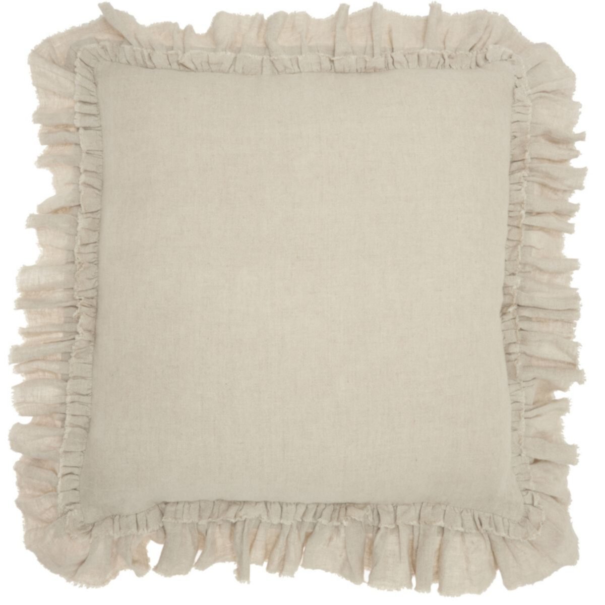 Mina Victory Life Styles Linen Frilled Border Throw Pillow - 16&#34; x 24&#34; RugMarketPlace