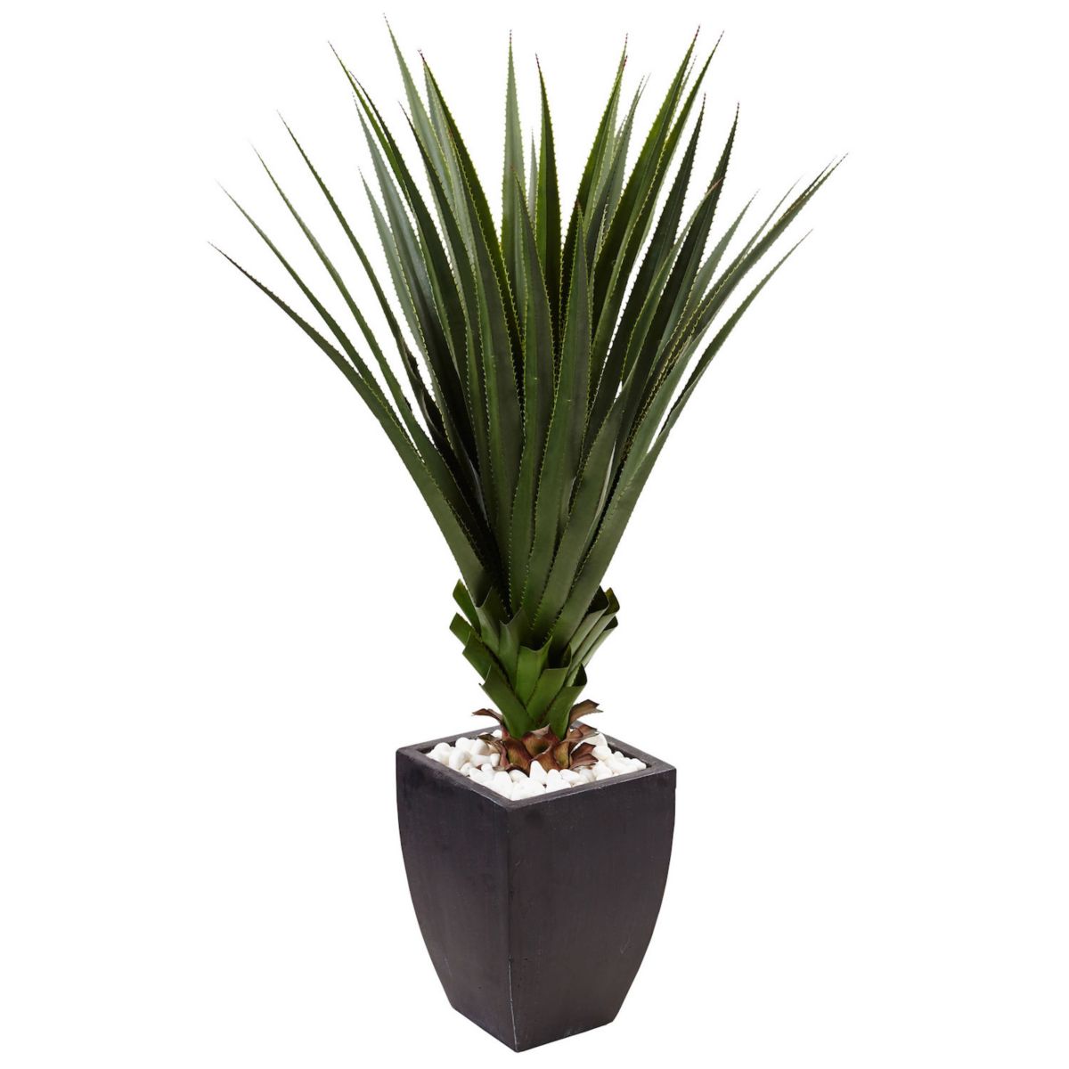 nearly natural 4.5-ft. Spiked Agave Artificial Plant in Black Planter NEARLY NATURAL