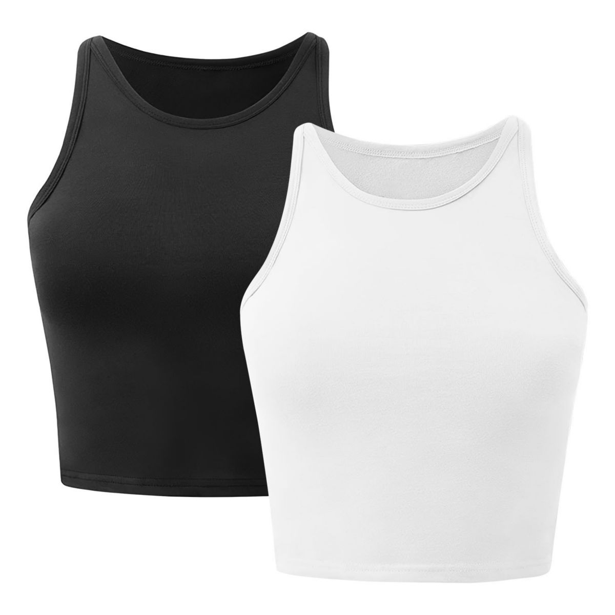 Women's, Sleeveless Machine Washable High Neck Crop Tank Top Eggracks By Global Phoenix